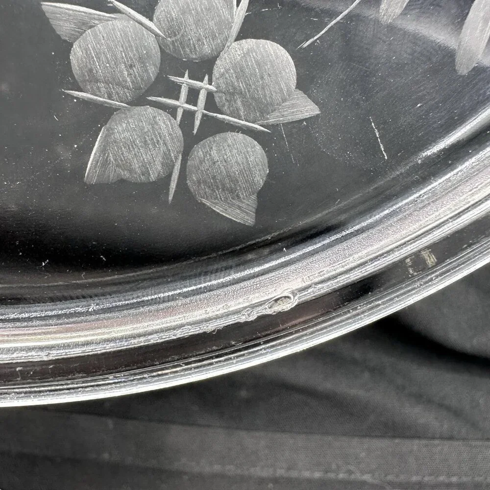 Vtg Pyrex Clear Glass Casserole w/ Etched Floral Lid 023 1.5 QT 623-C 1950s-60s